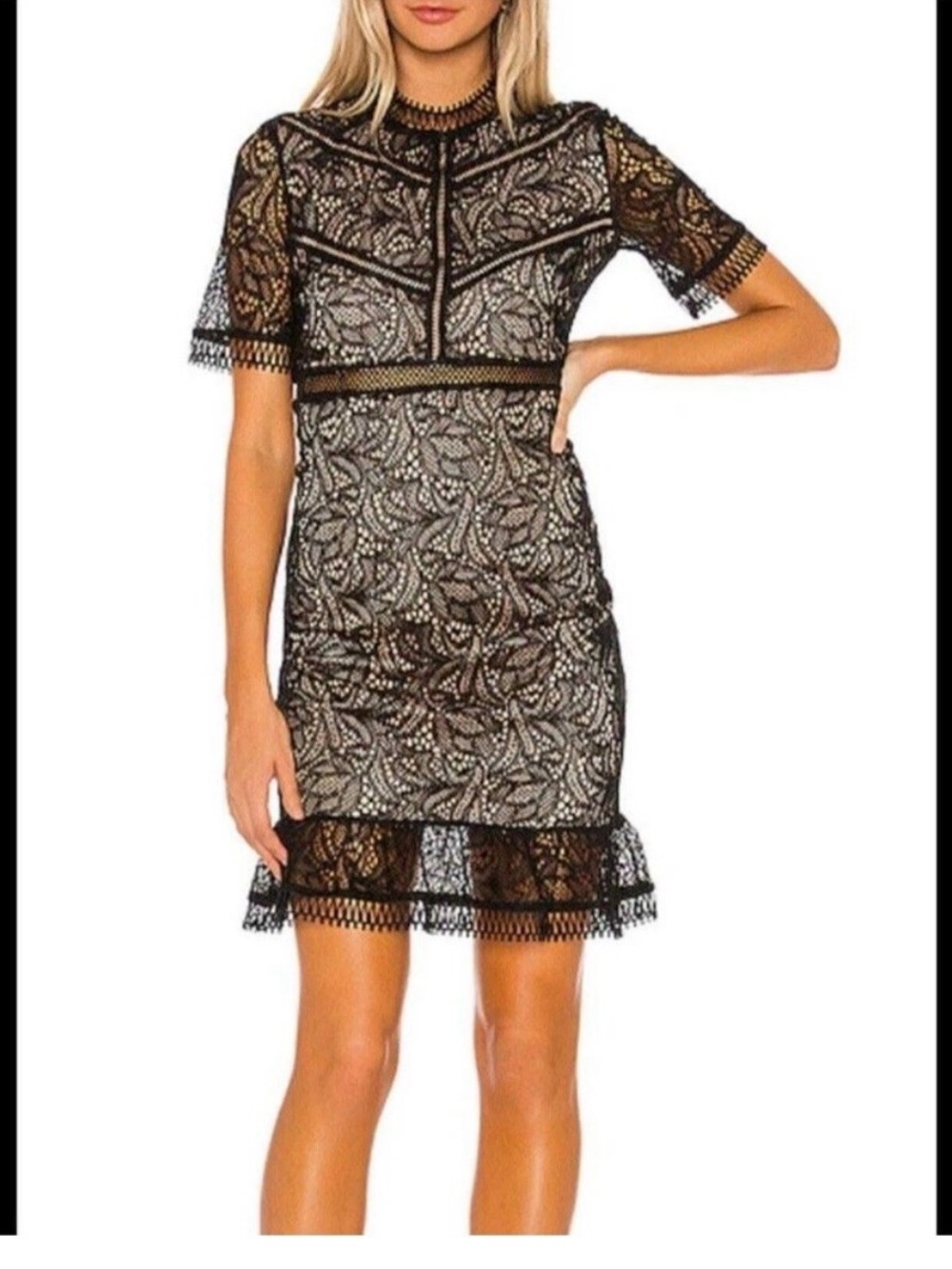 REVOLVE Bardot Theodora Black Lace Dress